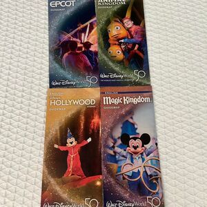Disney World 50th Anniversary guide maps, set of 4.